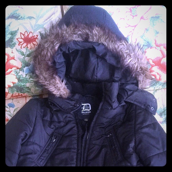 Black puffer jacket w hood - women’s size small - Picture 1 of 2